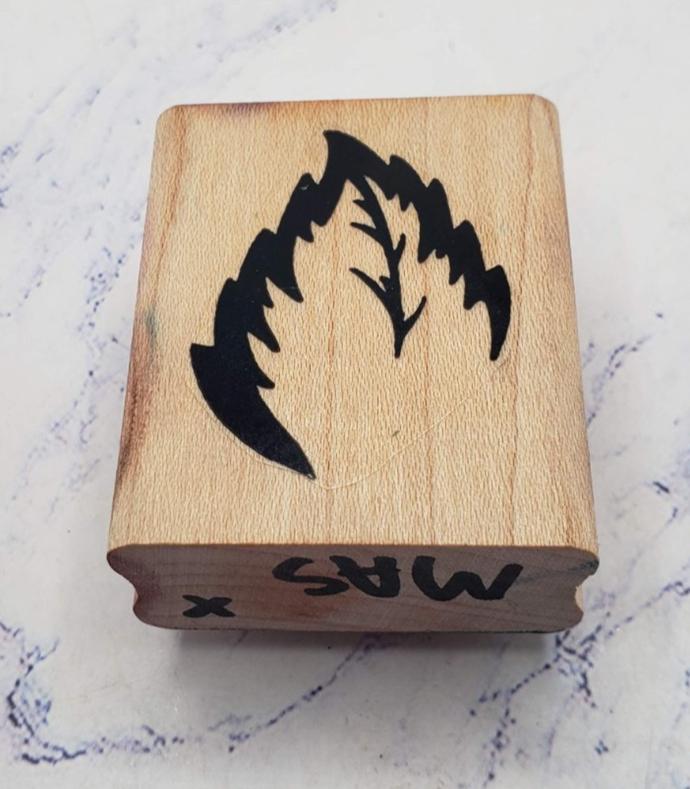 Autumn Leaf Stampin Up Thick Lines Wood Mounted Rubber Stamp